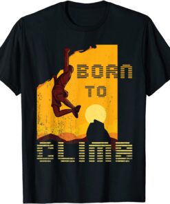 Retro Rock Climbing Vintage Sunset Born To Climb T-Shirt