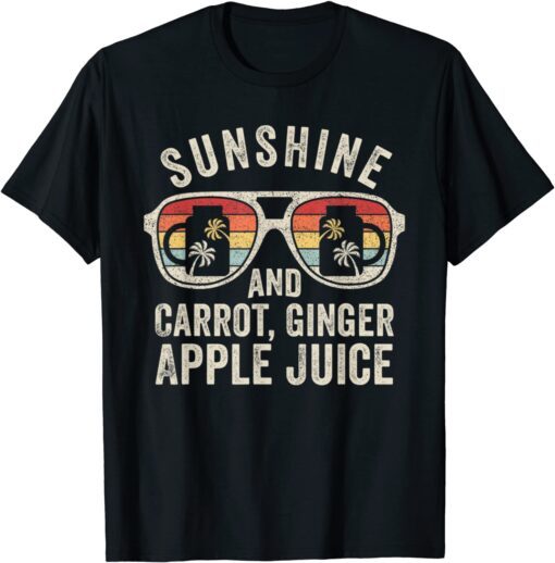 Retro Sunshine And Carrot, Ginger Apple Juice Summer Juice Tee Shirt