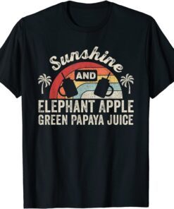 Retro Sunshine And Elephant Apple Green Papaya Juice Summer Tee Shirt