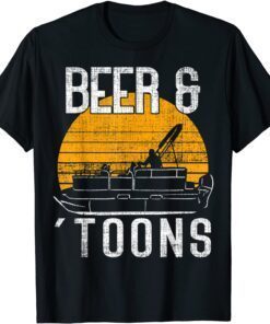 Retro Vintage Beer & Toons, Pontoon Boat Captain Boating T-Shirt