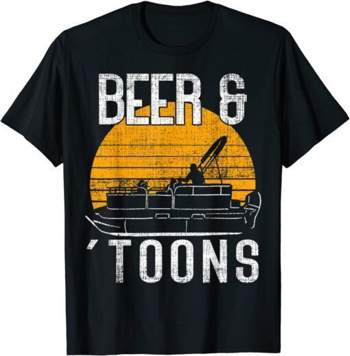 Retro Vintage Beer & Toons, Pontoon Boat Captain Boating T-Shirt