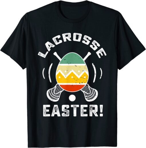 Retro Vintage Egg Lacrosse Easter Happy Easter Day Tee Shirt