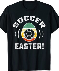 Retro Vintage Egg Soccer Easter Happy Easter Day Tee Shirt