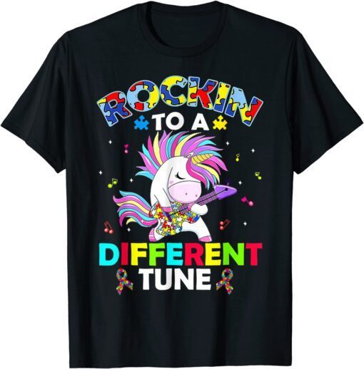 Rockin' To A Different Tune Unicorn Autism Awareness T-Shirt