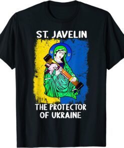Saint Javelin Protector of Ukraine Support Ukraine Flag Love Ukraine T-Shirt