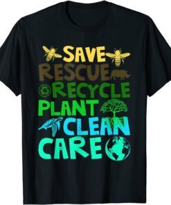 Save Bees Rescue Animals Recycle Plastict Earth Day 2022 Tee Shirt