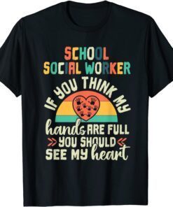 School Social Worker Appreciation Retro Sunset Teacher Tee Shirt