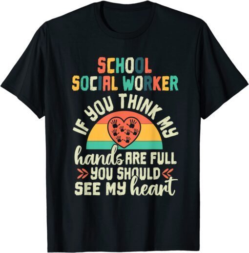 School Social Worker Appreciation Retro Sunset Teacher Tee Shirt