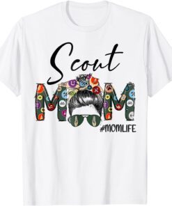 Scouting Scout Mom Life Messy Bun Hair For Mother's Day Tee Shirt