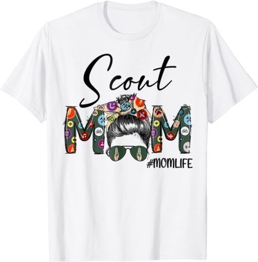 Scouting Scout Mom Life Messy Bun Hair For Mother's Day Tee Shirt