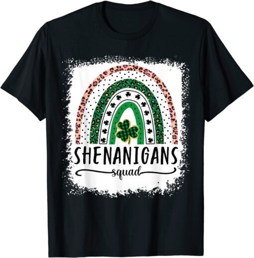 Shenanigans Squad St Patrick's Day Rainbow Shamrock Tee Shirt