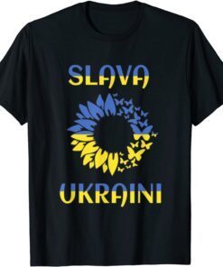 Slava Ukraini Ukraine Flag Sunflower butterfly Free Ukraine Shirt