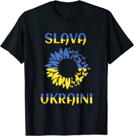 Slava Ukraini Ukraine Flag Sunflower butterfly Free Ukraine Shirt
