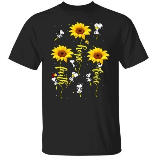 Snoopy sunflower love hope faith Tee shirt