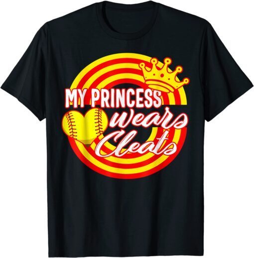 Softball Mother's Day My Princess Wears Cleats Crown Mom Tee Shirt