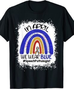 Speech Pathologist Wear Blue for Autism Awareness Bleached T-Shirt