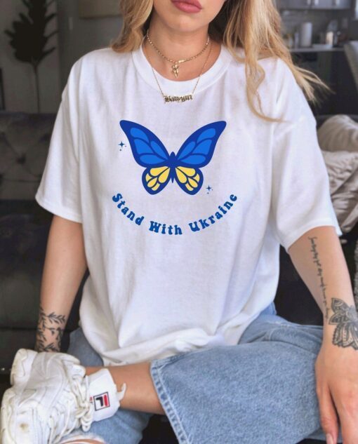 Stand With Ukraine Empathy Peace For Ukraine Butterfly Peace Ukraine T Shirt