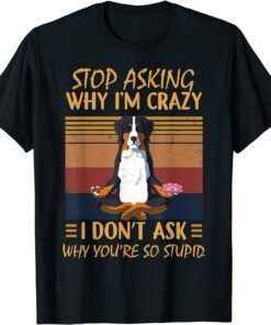 Stop Asking Why I'm Crazy -You're So Stupid-Bernese Mountain Tee Shirt