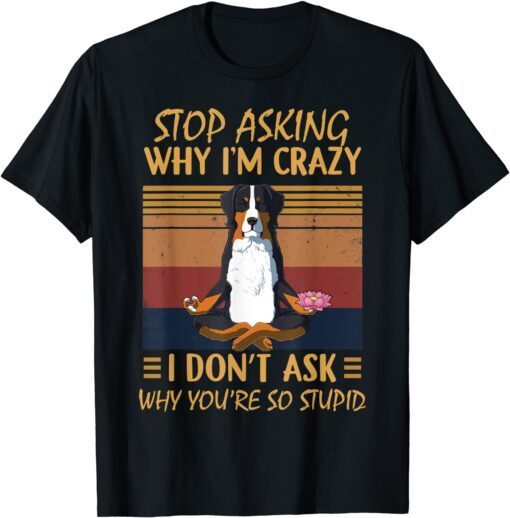 Stop Asking Why I'm Crazy -You're So Stupid-Bernese Mountain Tee Shirt