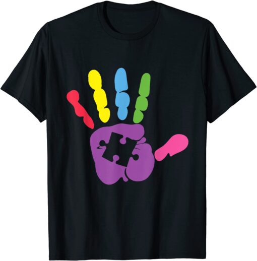 Strong Hand Puzzle Piece Autism Awareness Tee Shirt