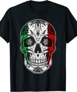 Sugar Skull Day Of The Dead Cinco De Mayo Mexican Flag Tee Shirt