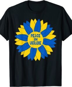 Sunflower Peace in Ukraine Ukrainian Flag Colors Peace Sign Peace Ukraine T-Shirt