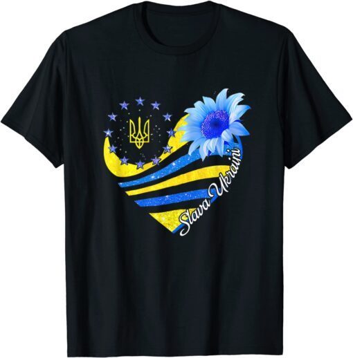 Sunflower Slava Ukraini Ukrainian Flag I Stand With Ukraine Love Ukraine T-Shirt