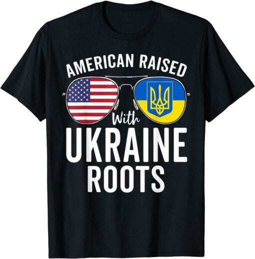 Sunglasses with Ukraine Roots USA Ukrainian Flag Peace Ukraine T-Shirt