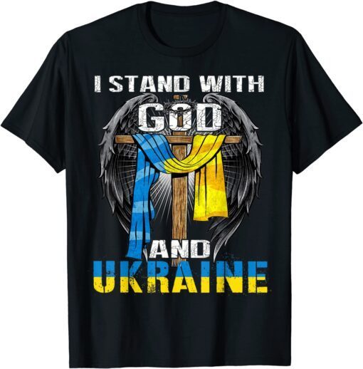 Support Ukraine I Stand With God And Ukraine Flag Fuck Putin Shirt