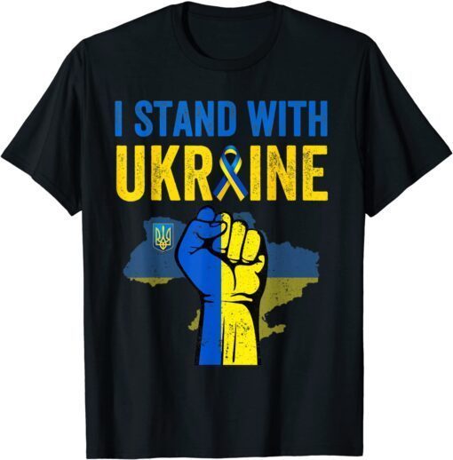 Support Ukraine I Stand With Ukraine Ribbon Flag Peace Ukraine Shirt