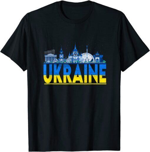 Support Ukraine Landmark Ukrainian Flag Pray Ukraine Shirt