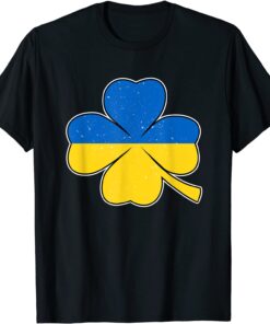 Support Ukraine St Patricks Day Ukrainian Flag On Clover Peace Ukraine T-Shirt