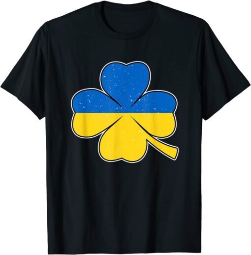 Support Ukraine St Patricks Day Ukrainian Flag On Clover Peace Ukraine T-Shirt