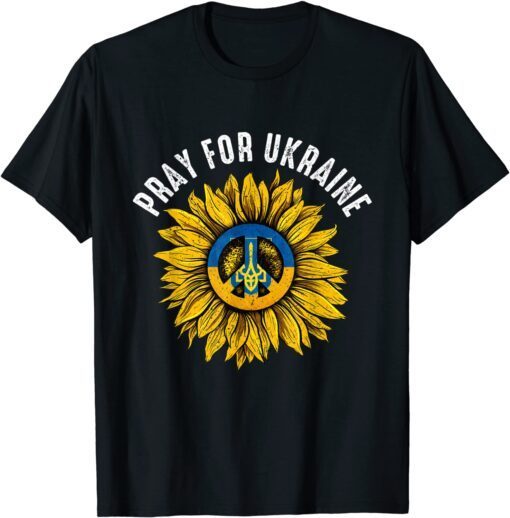Support Ukraine Stand I With Ukraine Sunflower Flag America Peace Ukraine T-Shirt
