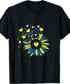 Support Ukraine Sunflower Ukrainian Flag Heart T-Shirt