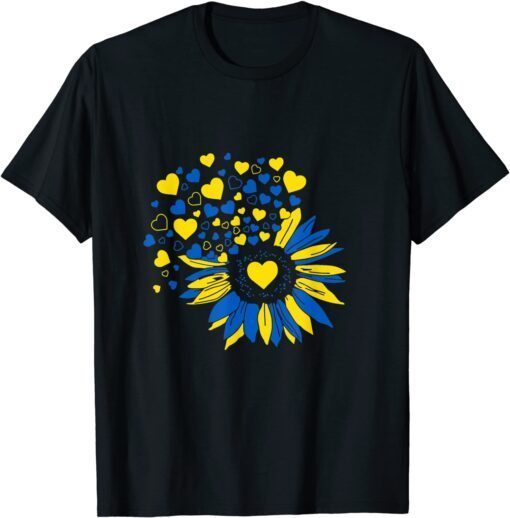 Support Ukraine Sunflower Ukrainian Flag Heart T-Shirt