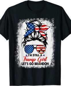 Trump Girl Let's Go Branson Brandon Messy Bun Bleached Tee Shirt