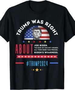 Trump Was Right About Everything - Trump 2024 USA Flag Tee Shirt