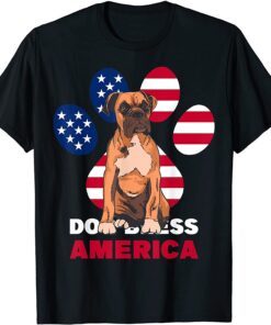 USA 4th of july Patriotic Dog American Boxer T-Shirt