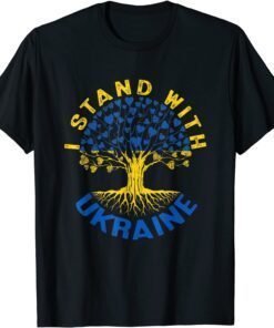 Ukraine Flag Vintage Tree Stand With Ukraine Graphic Roots Peace Ukraine T-Shirt