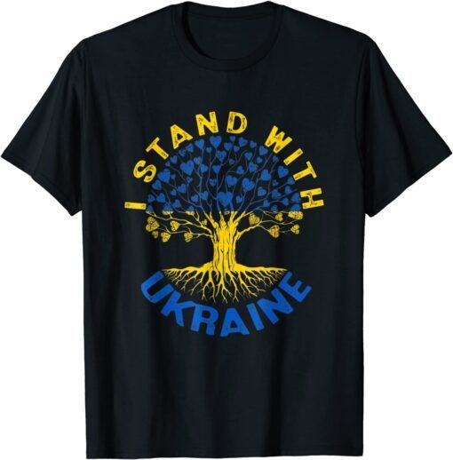 Ukraine Flag Vintage Tree Stand With Ukraine Graphic Roots Peace Ukraine T-Shirt