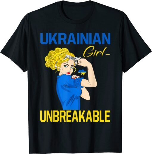 Ukraine Girl Ukrainian Girl Flag Messy Bun Ukraine Women Peace Ukraine T-Shirt