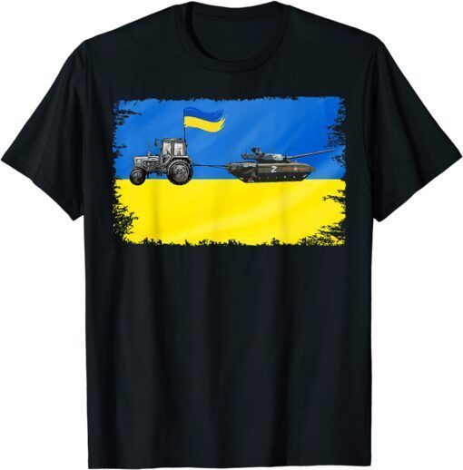 Stop War Ukrainian Farmer Steals Tank Ukrainian Flag Shirt