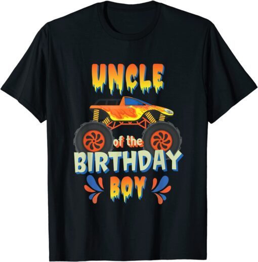 Uncle Birthday Boy Monster Truck Theme Matching Family Tee Shirt