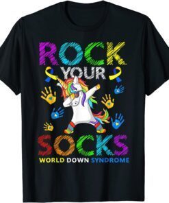 Unicorn Rock Your Socks World Down Syndrome Awareness Tee Shirt