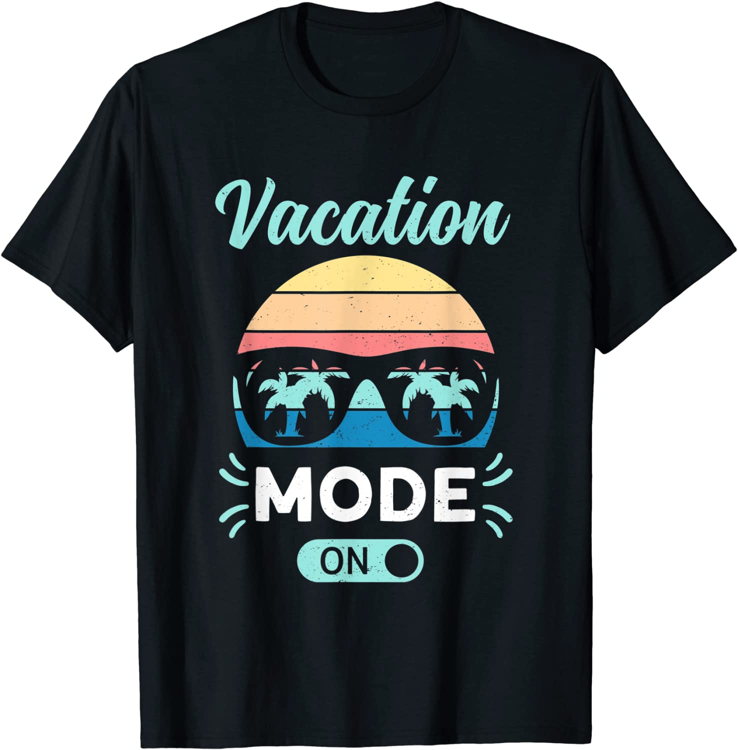Vacation Mode On Summer Sunglasses Palm Trees Vintage Tee Shirt Shirtelephant Office