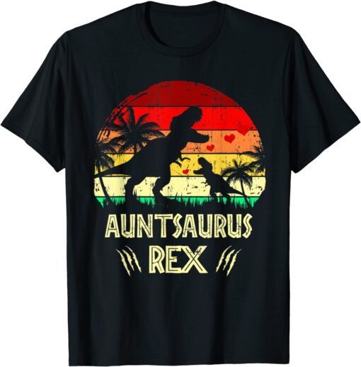 Vintage Auntsaurus Rex Dinosaur T-Rex Mother's Day Tee Shirt