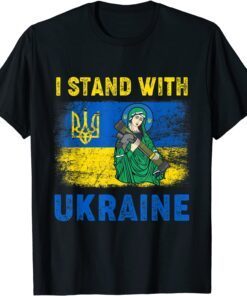 Vintage I Stand With Ukraine Saint Javelin Ukrainian Flag Peace Ukraine Shirt