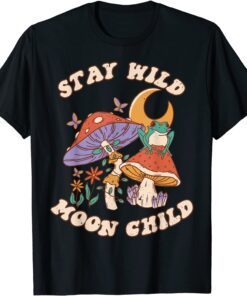 Vintage Retro Stay Wild Moon Child Frog Mushroom Hippie Tee Shirt