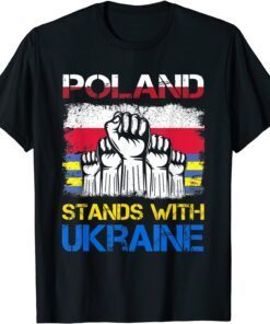 Vintage Ukraine Ukrainian Flag Ukraine & Poland Flag Pray Ukraine T-Shirt